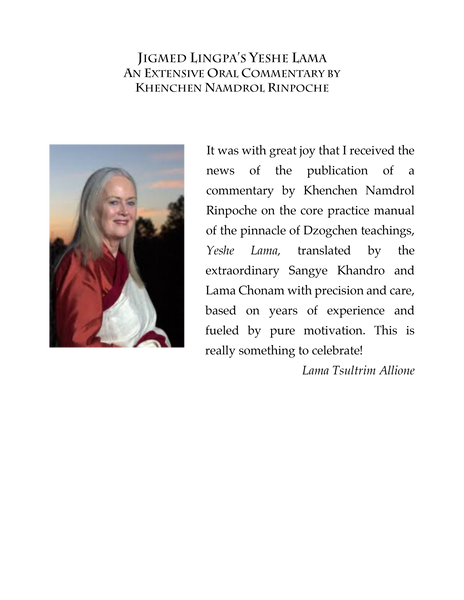 Jigmed Lingpa's Yeshe Lama: An Extensive Oral Commentary by Khenchen Namdrol Rinpoche ~ Book